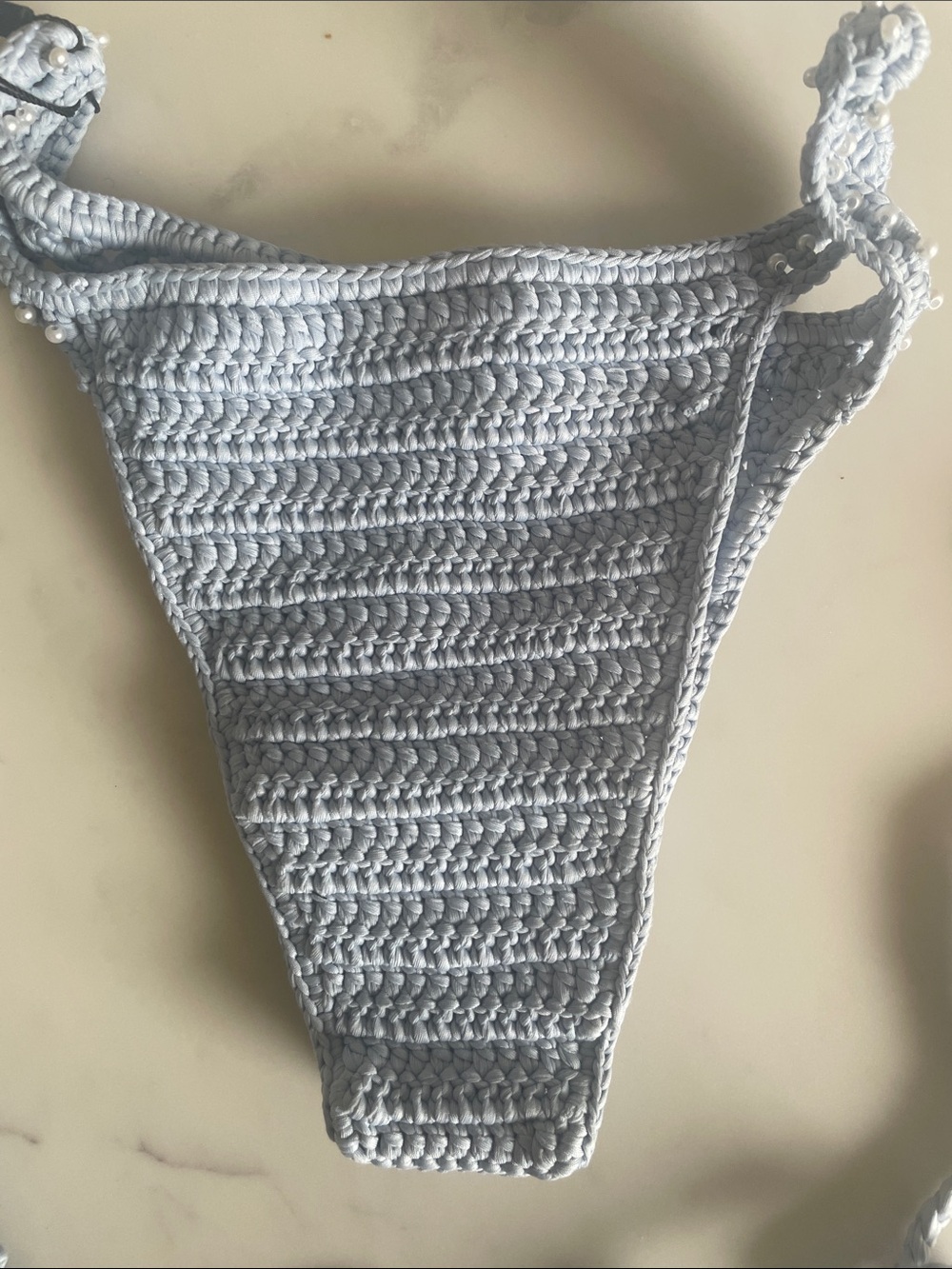Crochet Triangle Bikini Set - Pale Blue #B8 - Picture 10 of 12
